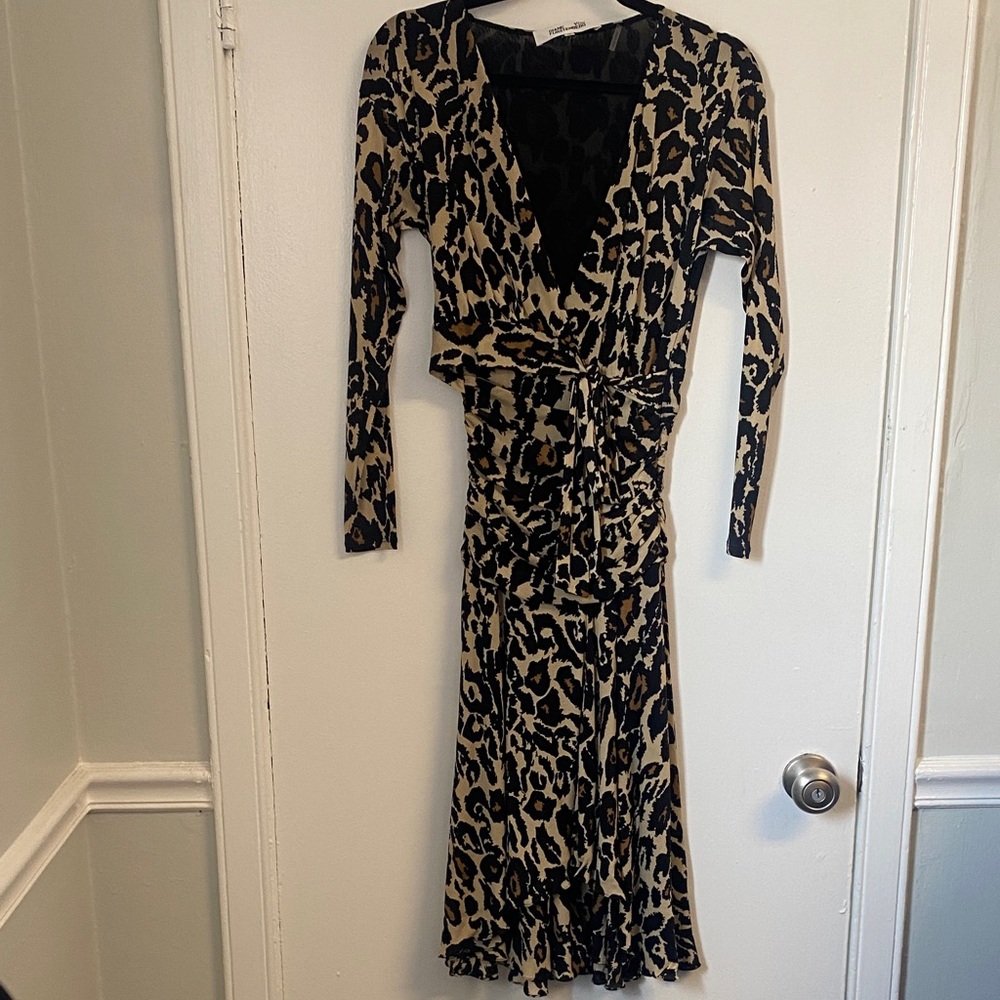 Diane Von Furstenberg Black and Tan High Low Dress